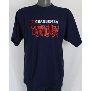 Vintage 90s Syracuse Orangemen Embroidered Navy NAA T-Shirt L Made in USA